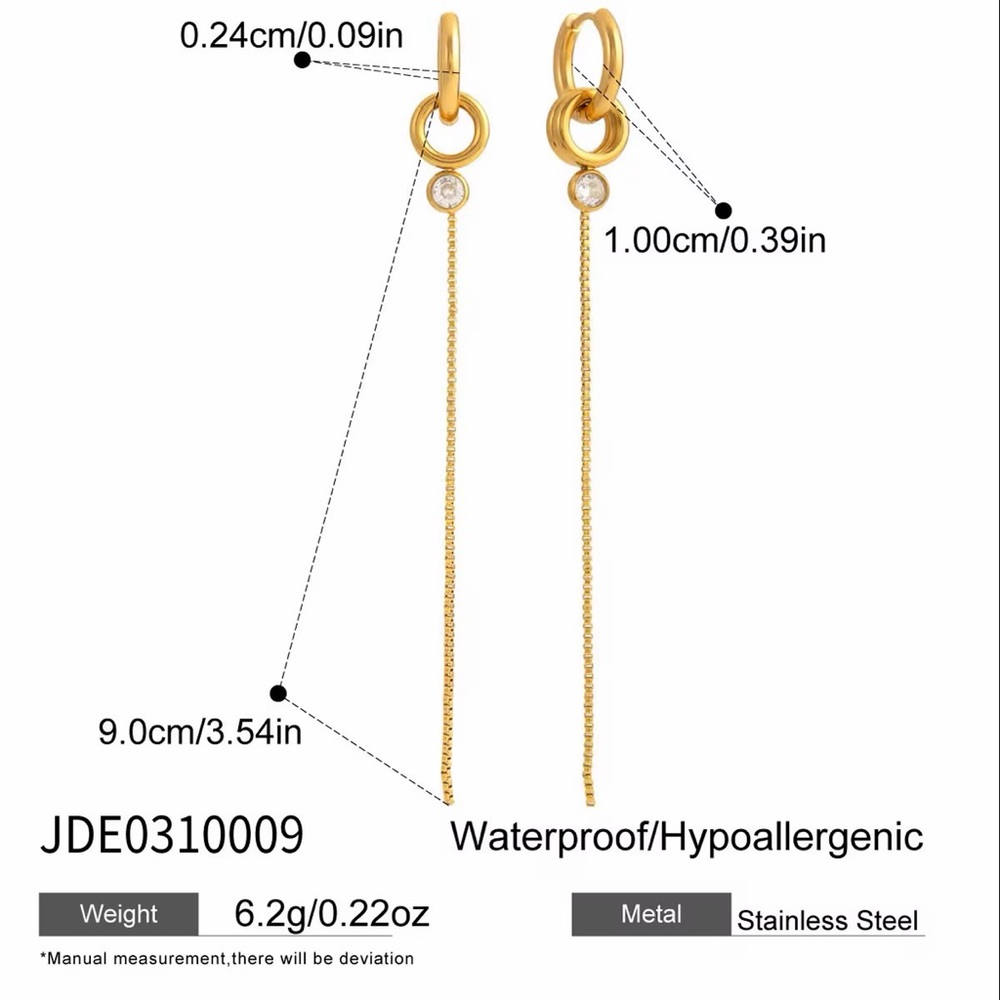 18K Gold Plated Chain Tassel Earrings - Picture 7 of 8
